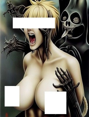 地獄絵図(200枚): 恐怖!化け物に背後から抱きつかれ絶叫する巨乳美女 003の画像6