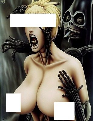 地獄絵図(200枚): 恐怖!化け物に背後から抱きつかれ絶叫する巨乳美女 003の画像7