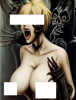 地獄絵図(200枚): 恐怖!化け物に背後から抱きつかれ絶叫する巨乳美女 003の画像8
