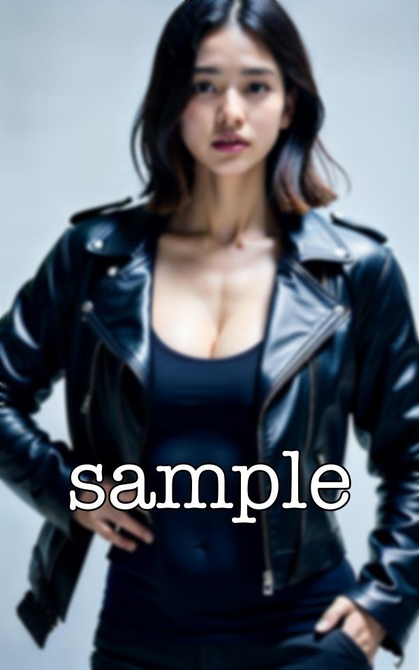 サンプル画像2:巨乳のツーリング！硬い革ジャンから飛び出した柔らかい巨乳！脇見運転注意スペシャル(オタクな写真館) [d_373039]