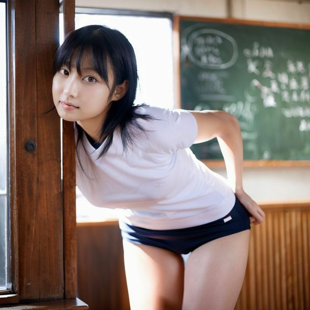 サンプル画像1:ブルマ美女写真集 紺ブルマ体操着姿の美少女画像(ブルマドンナ) [d_373069]