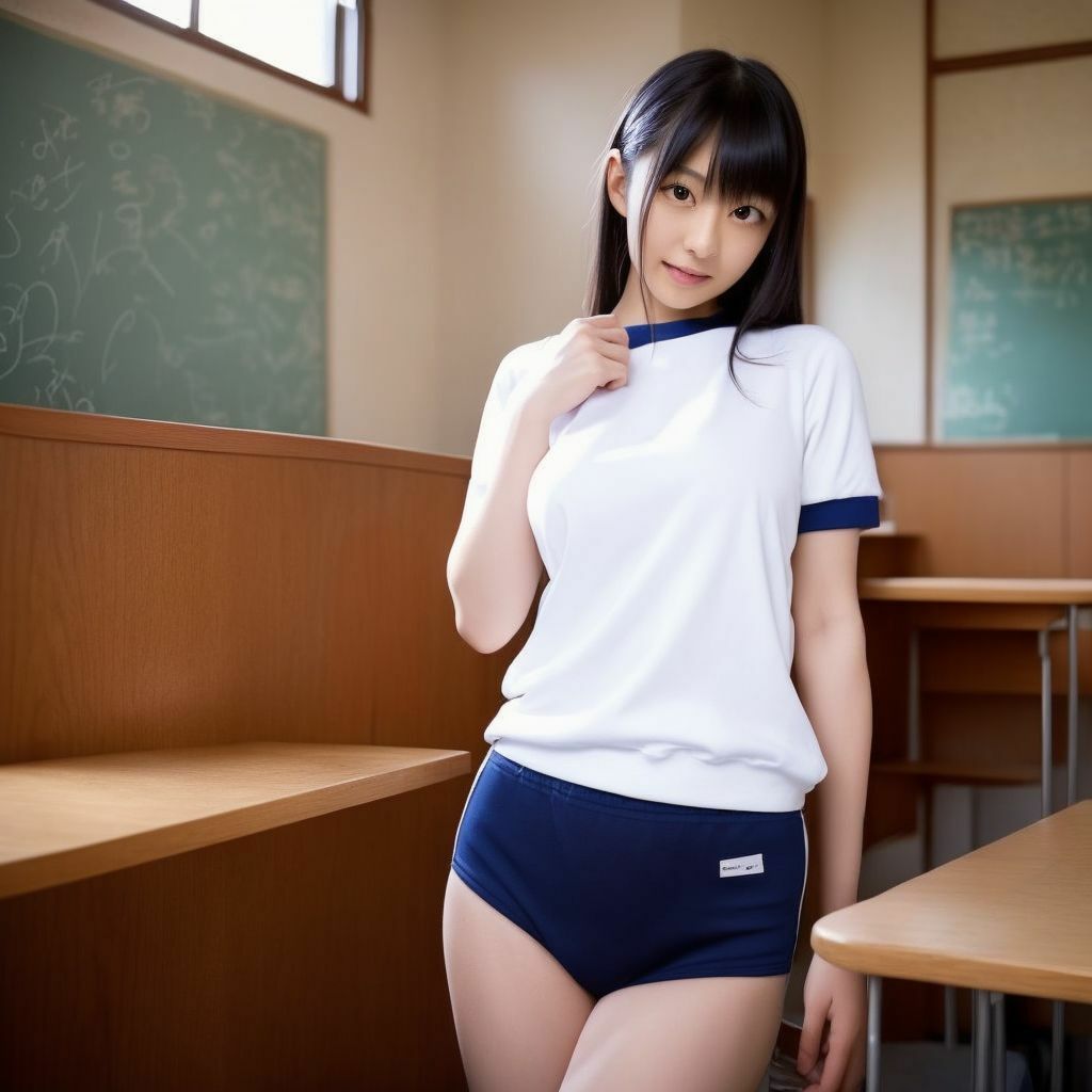 サンプル画像2:ブルマ美女写真集 紺ブルマ体操着姿の美少女画像(ブルマドンナ) [d_373069]