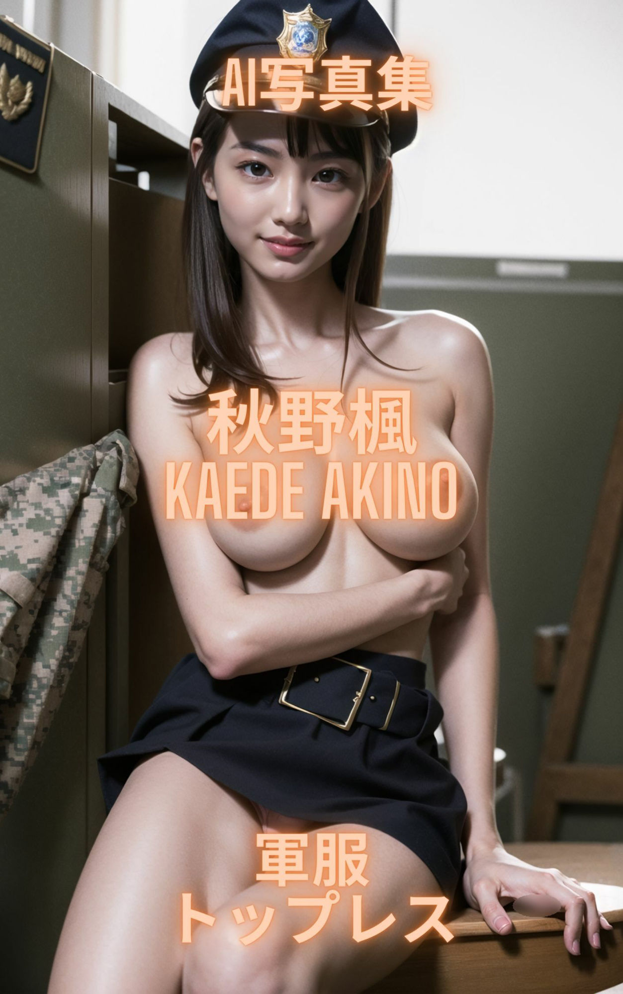 サンプル画像3:AI写真集 秋野楓 Kaede Akino 軍服トップレス(Premium Girls) [d_373232]