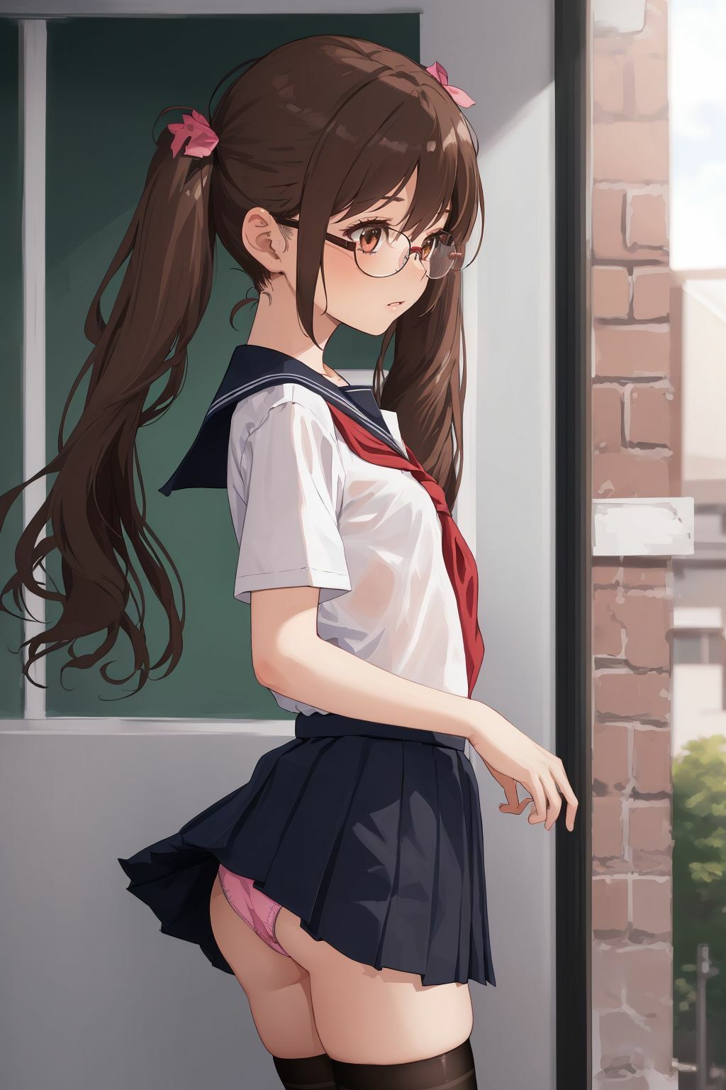 サンプル画像2:妹みたいだった近所の幼馴染 女子校生になった記念の性教育を切り取った大ボリュームの大好評CG集ロリメガネ貧乳編！(fanzaAI画像創造shin) [d_373287]