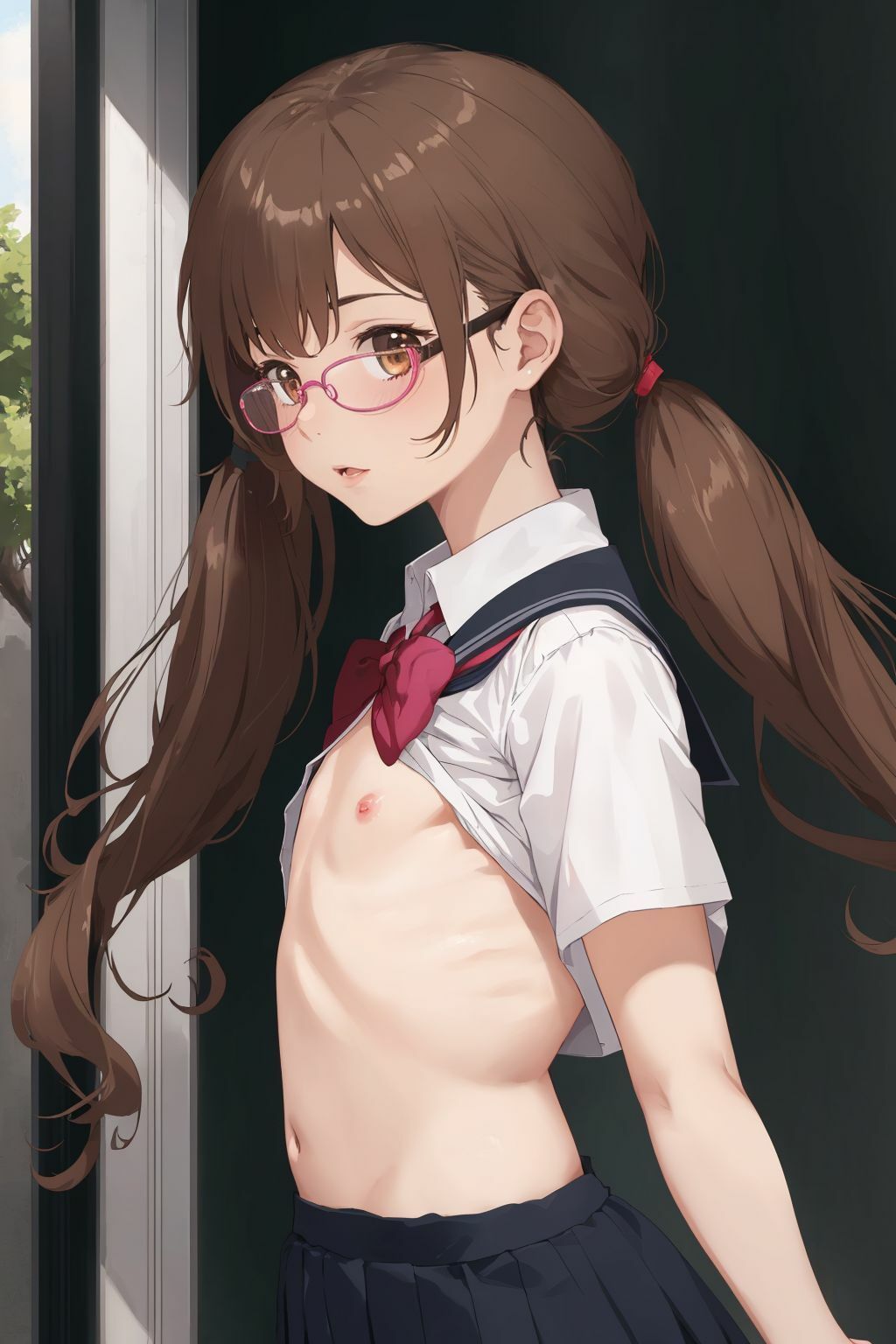 サンプル画像3:妹みたいだった近所の幼馴染 女子校生になった記念の性教育を切り取った大ボリュームの大好評CG集ロリメガネ貧乳編！(fanzaAI画像創造shin) [d_373287]