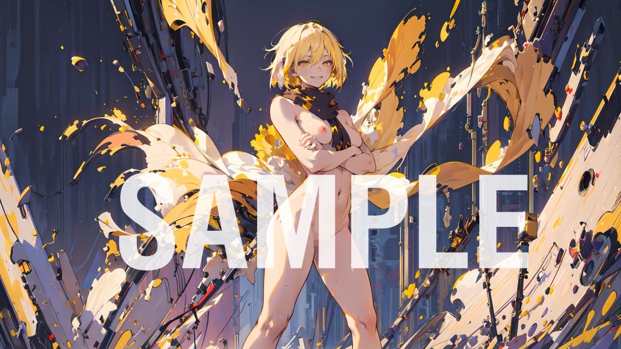 サンプル画像3:パソコンのデスクトップの壁紙に使える、金髪ショートヘアの女の子のイラスト集(とどまり亭) [d_373636]