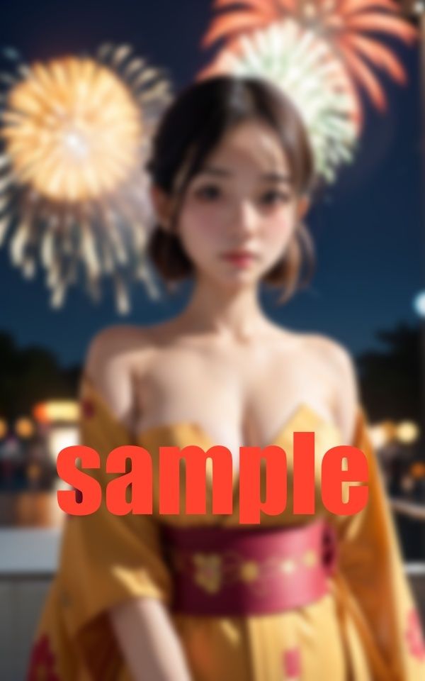 サンプル画像2:はだけたお姉さんの浴衣からのぞく胸元 -集中できない花火大会-(秋子) [d_373664]