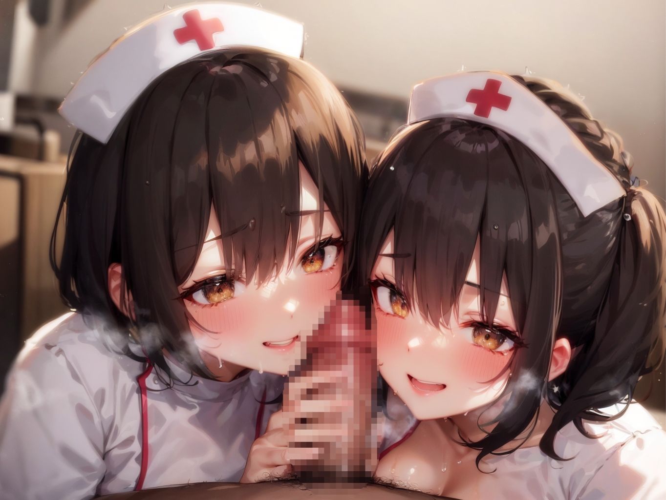 サンプル画像5:巨乳ナースさんたちとハーレム交尾♪ どぴゅどぴゅ絞られちゃう♪(射々丸) [d_373740]