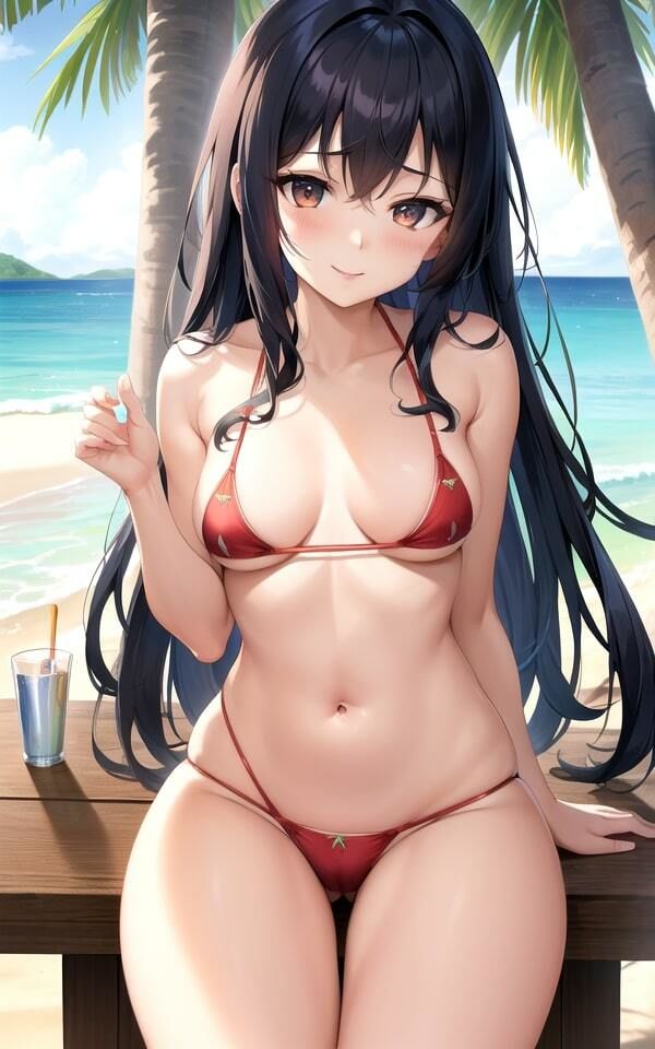 サンプル画像1:ビーチで見つけた露出女子(AI制作) [d_373878]