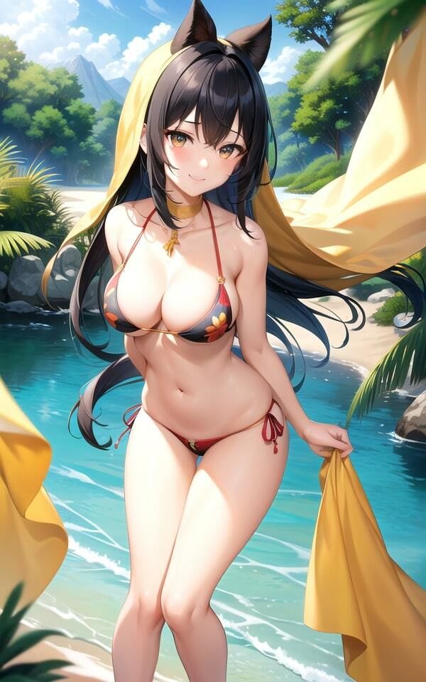 サンプル画像2:ビーチで見つけた露出女子(AI制作) [d_373878]