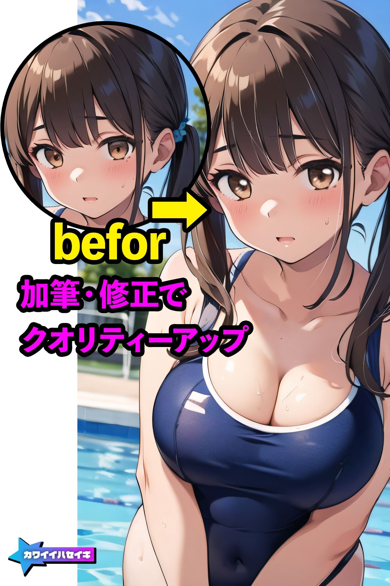 サンプル画像1:セリフ入り有り スク水ツインテール女子に特別指導(カワイイハセイギ) [d_374468]