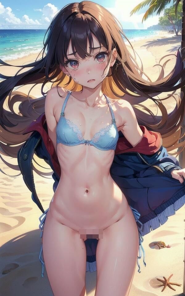 サンプル画像2:露出ビーチで妄想 ノーパン娘も収録(妄想AI) [d_374667]