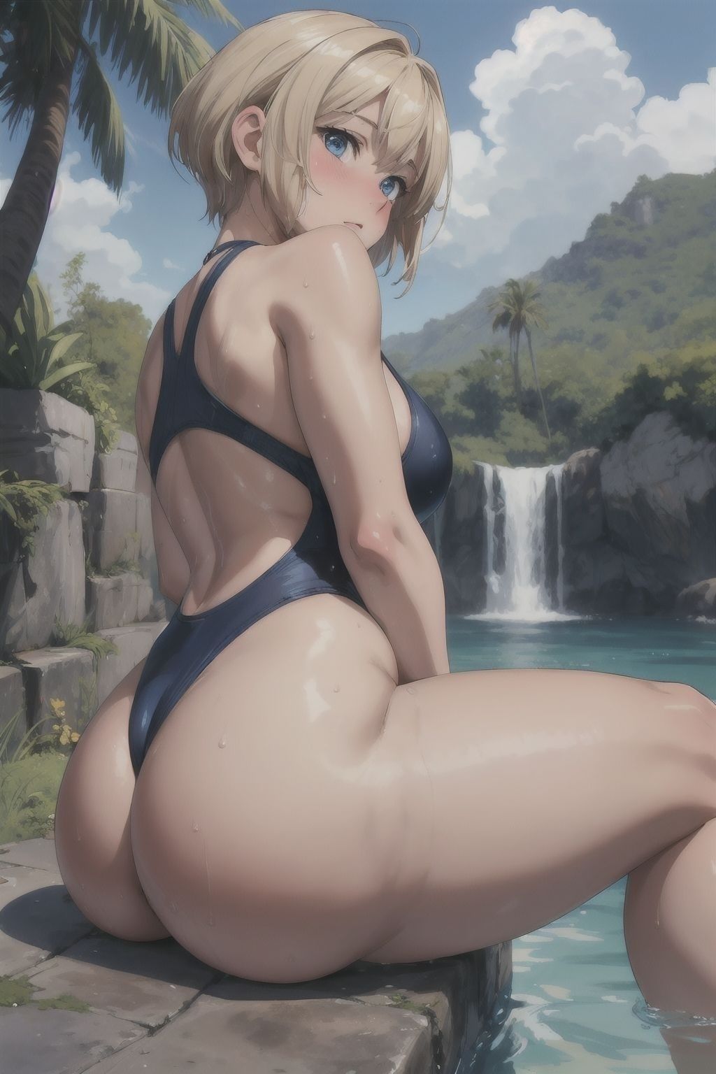 サンプル画像1:ブロンドショートの競泳水着集(長ネギ粘菌) [d_374972]