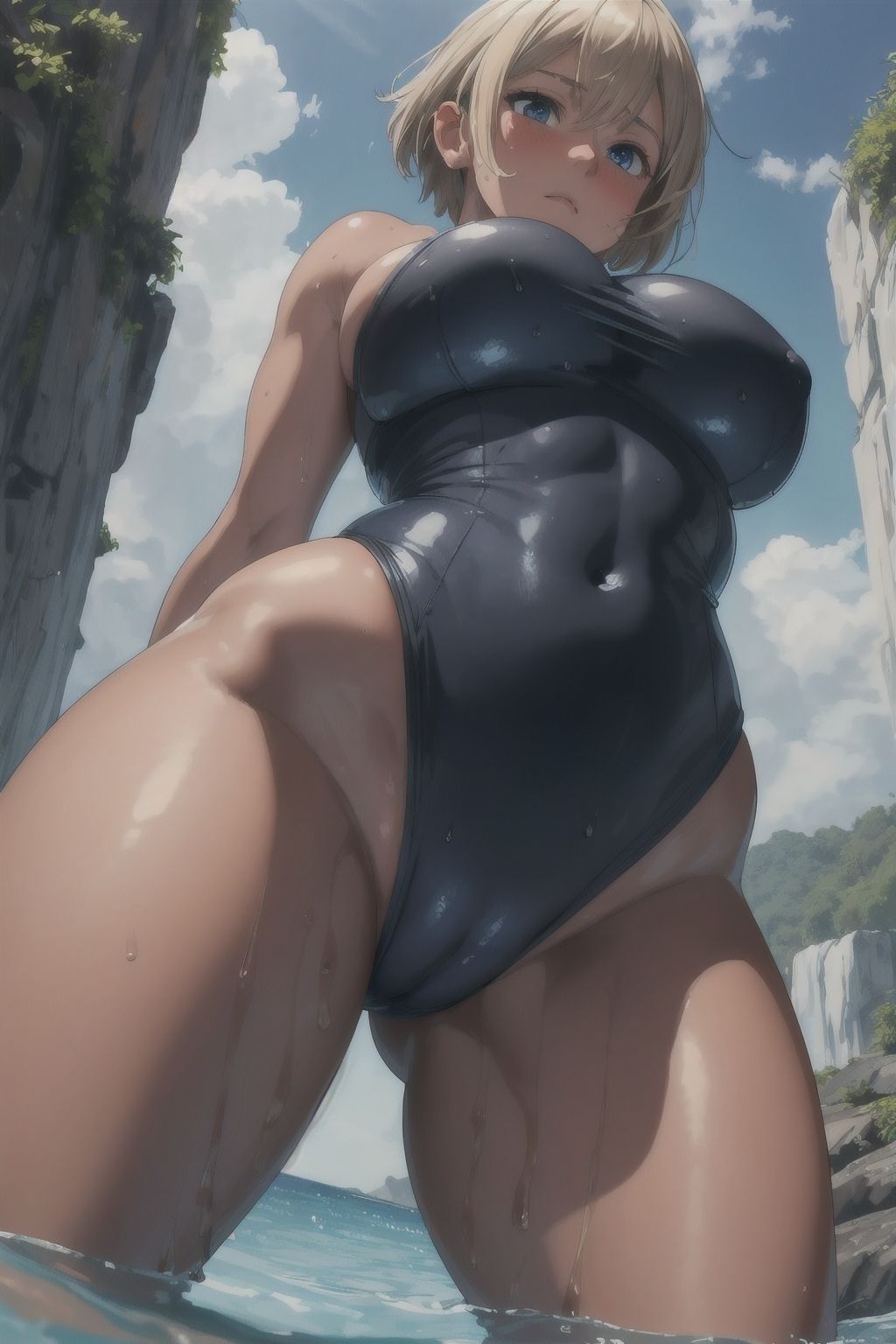 サンプル画像5:ブロンドショートの競泳水着集(長ネギ粘菌) [d_374972]