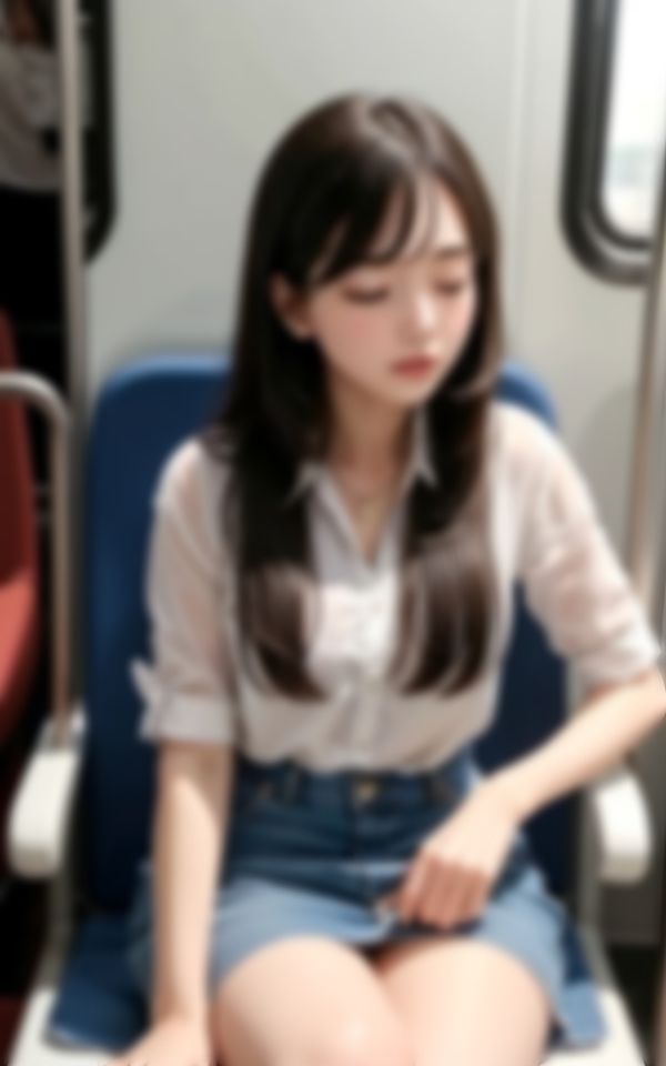 サンプル画像5:はだけた衣装で休憩するOL 〜車内で性欲爆発寸前〜(AIらぶSHOW) [d_375306]