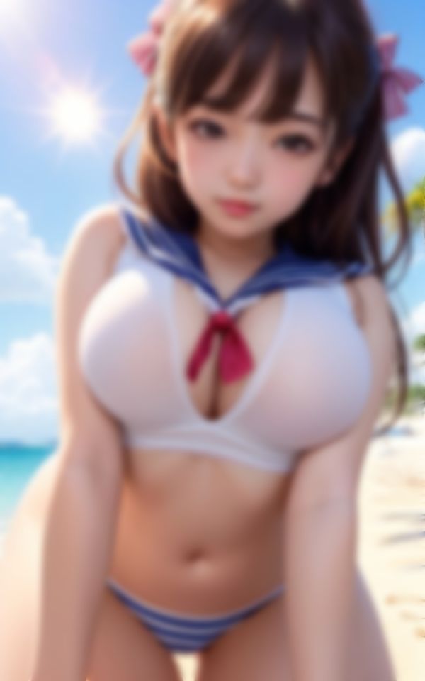 サンプル画像3:夏のビーチで出会った魅惑のロリ巨乳110枚(おやすみCAちゃん) [d_375677]