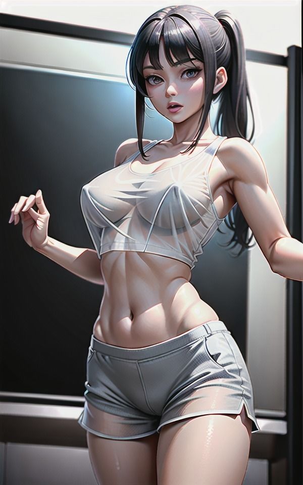 サンプル画像2:クール美女の魅惑のエロボディ〜乳首が透けてみえるウエアがたまらない…(伝説のAI企画) [d_375849]