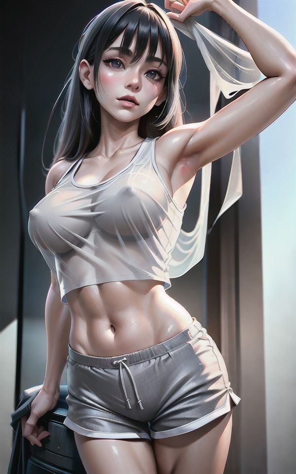 サンプル画像4:クール美女の魅惑のエロボディ〜乳首が透けてみえるウエアがたまらない…(伝説のAI企画) [d_375849]