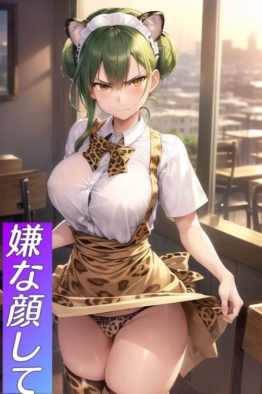 サンプル画像2:嫌顔スカートたくし上げパンツ〜カフェ店員編〜(AIパンツ部) [d_376062]