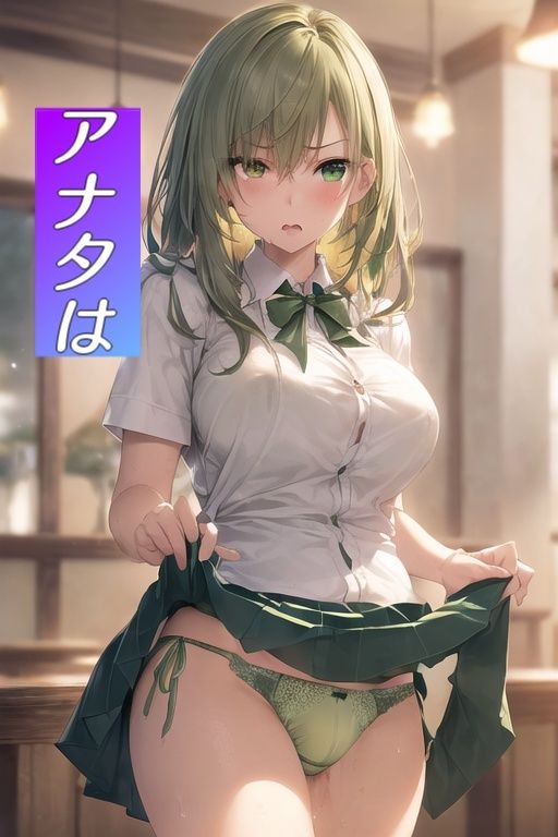 サンプル画像5:嫌顔スカートたくし上げパンツ〜カフェ店員編〜(AIパンツ部) [d_376062]