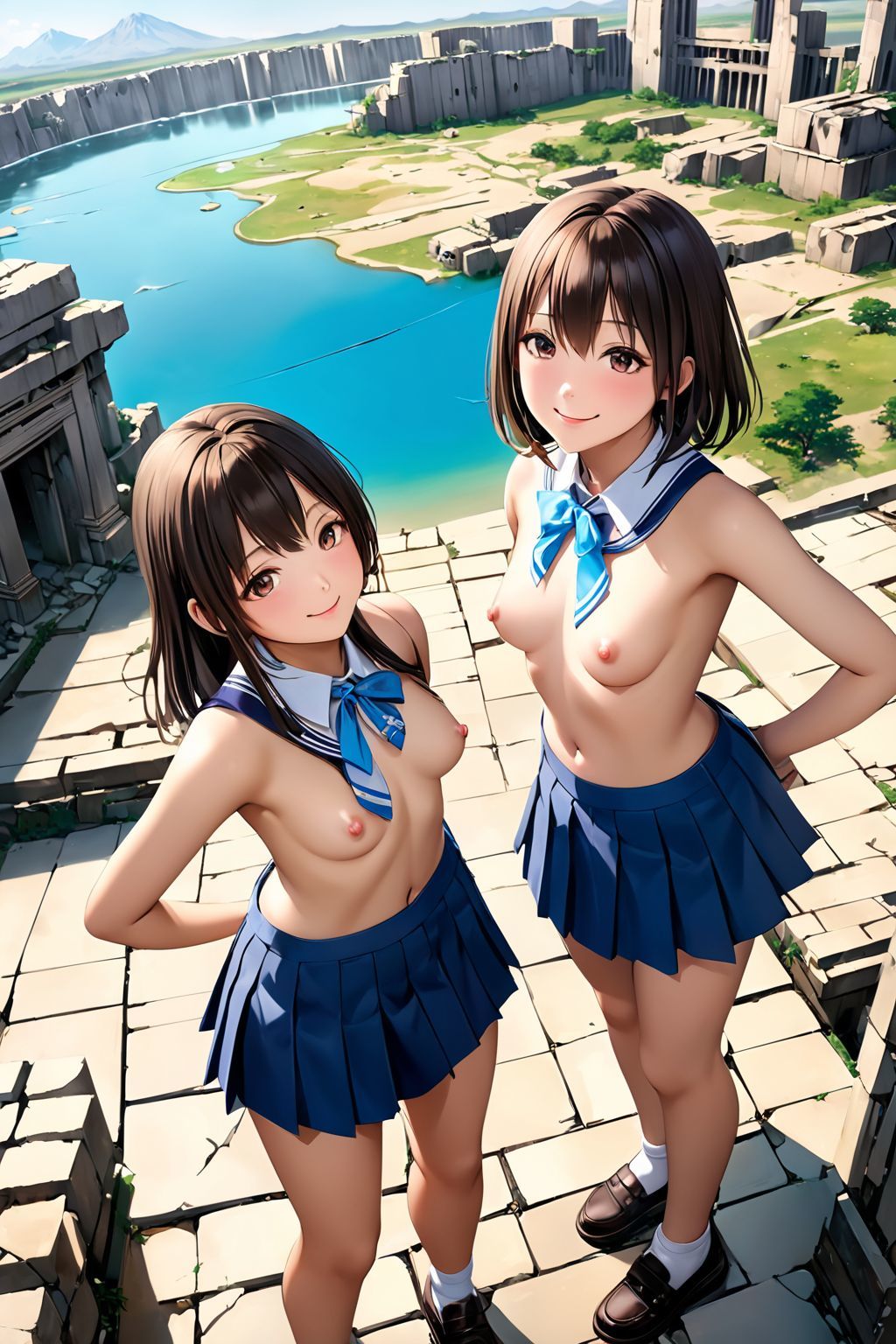 サンプル画像3:ちょっとレズな女子校生と大胆露出ダブルデート【AI生成厳選210枚・1024×1536高画質サイズ】(あにまーと☆アニマート) [d_376157]