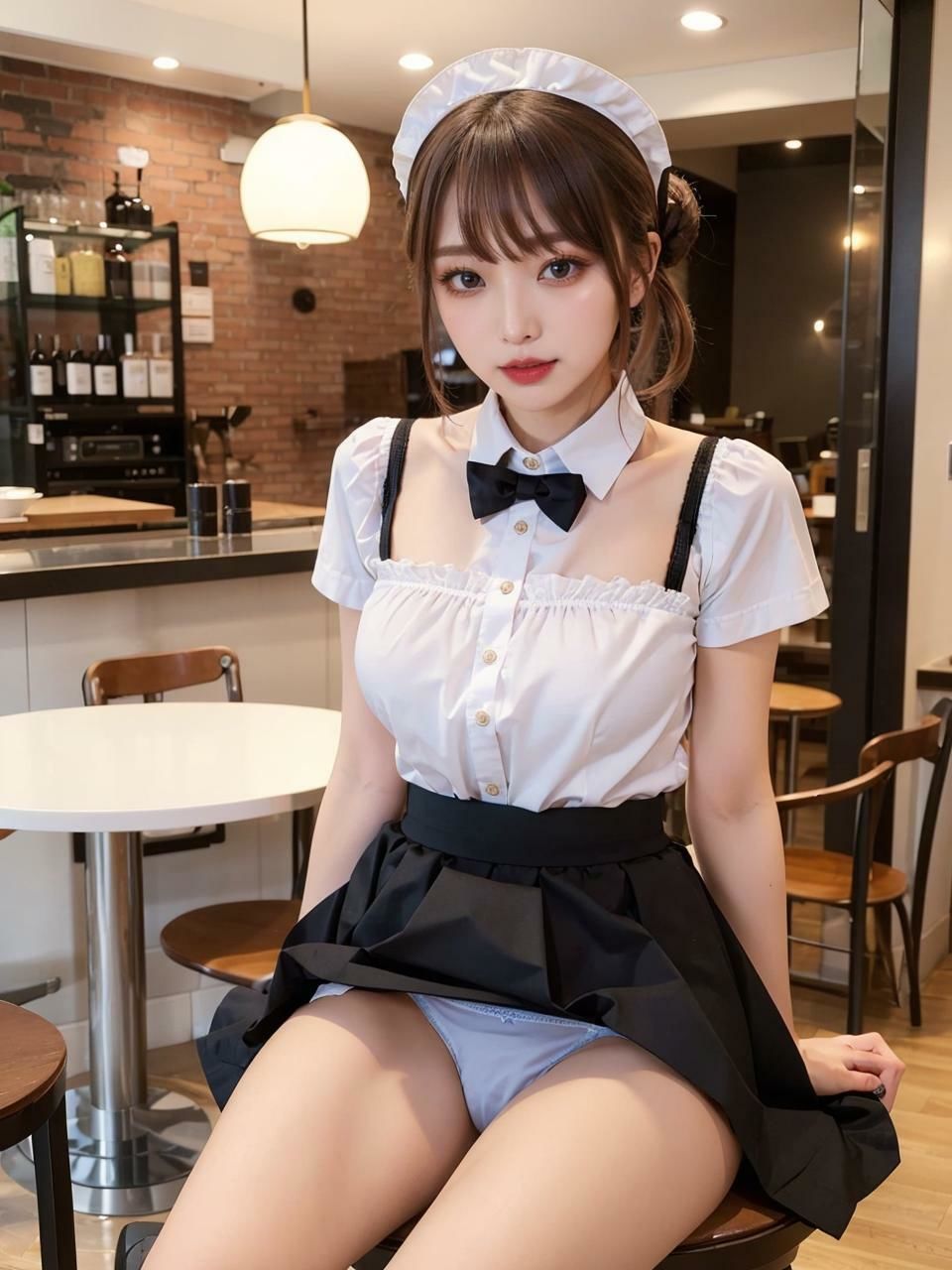 サンプル画像1:パンチラサービスがある喫茶店(AI愛create) [d_376185]