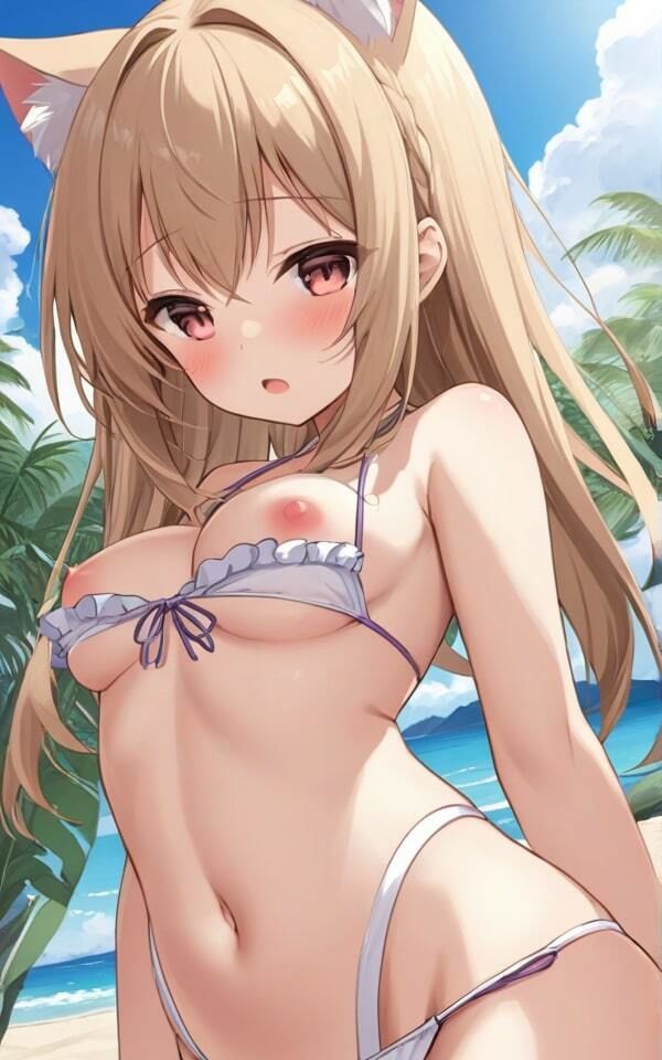 サンプル画像1:可愛い猫耳娘の少しエッチな水着(半熟プリン) [d_376580]