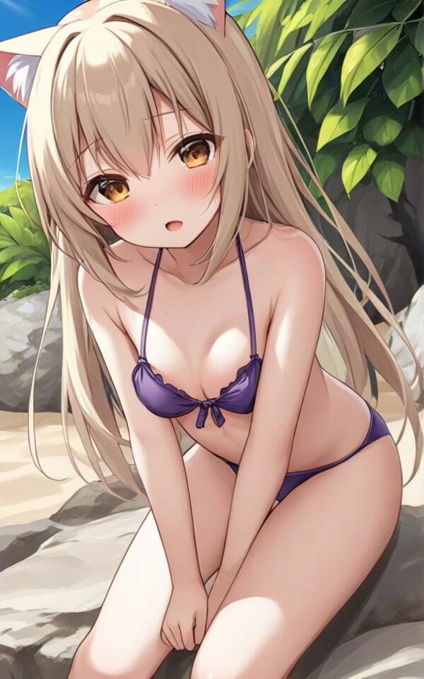 サンプル画像5:可愛い猫耳娘の少しエッチな水着(半熟プリン) [d_376580]