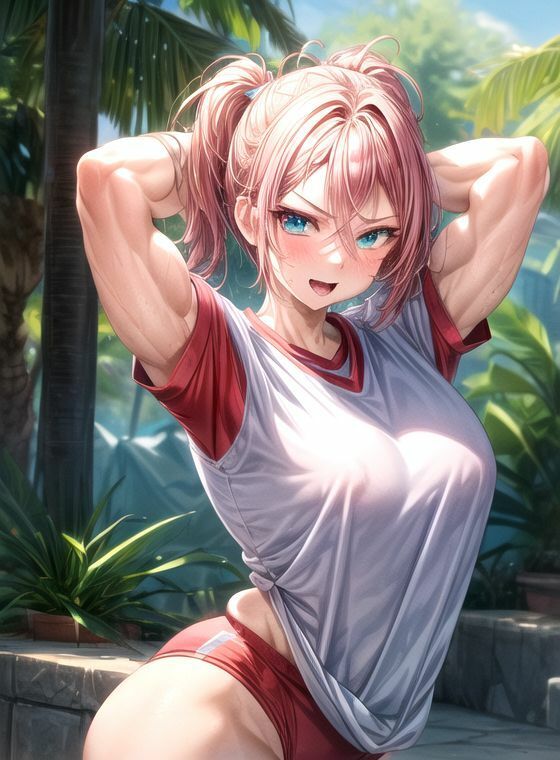 サンプル画像1:怒りの巨乳筋肉ブルマ(AIイラストラボ) [d_376626]