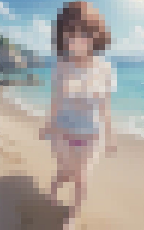 サンプル画像1:ビーチの巨乳美女 スケスケおっぱい(SUN美女研究所) [d_376761]