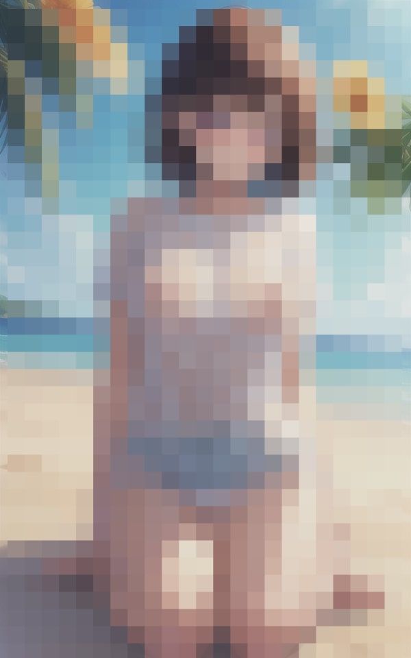 サンプル画像2:ビーチの巨乳美女 スケスケおっぱい(SUN美女研究所) [d_376761]