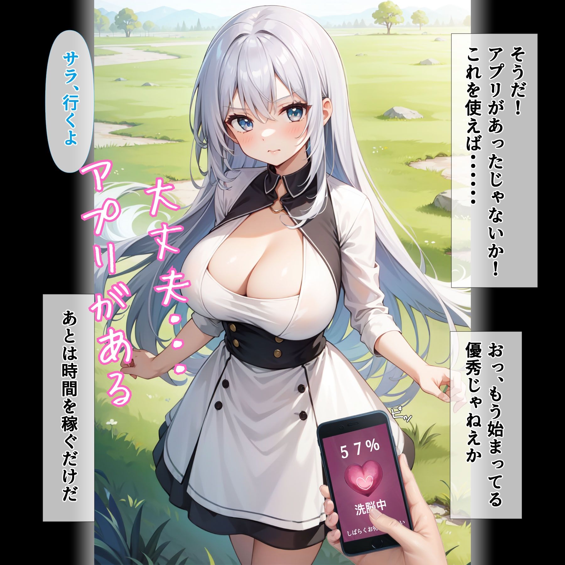 サンプル画像6:催〇アプリを手に入れたおじさんが、銀髪美人母娘を妊娠させる話(ドグマの館) [d_377034]