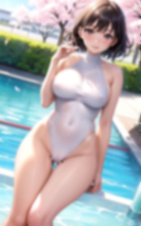 サンプル画像4:桜のプールで淫乱で有名な水泳部の先輩が後輩の童貞くんを色仕掛け(セクシーAI) [d_377309]