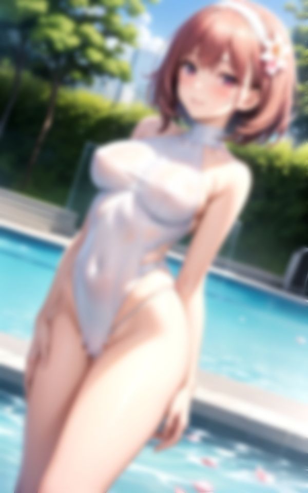 サンプル画像6:桜のプールで淫乱で有名な水泳部の先輩が後輩の童貞くんを色仕掛け(セクシーAI) [d_377309]