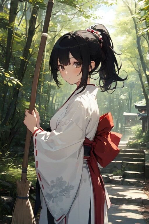 サンプル画像3:ポニテ巫女さんのえっちな画像(ニワトリドリーム) [d_377421]