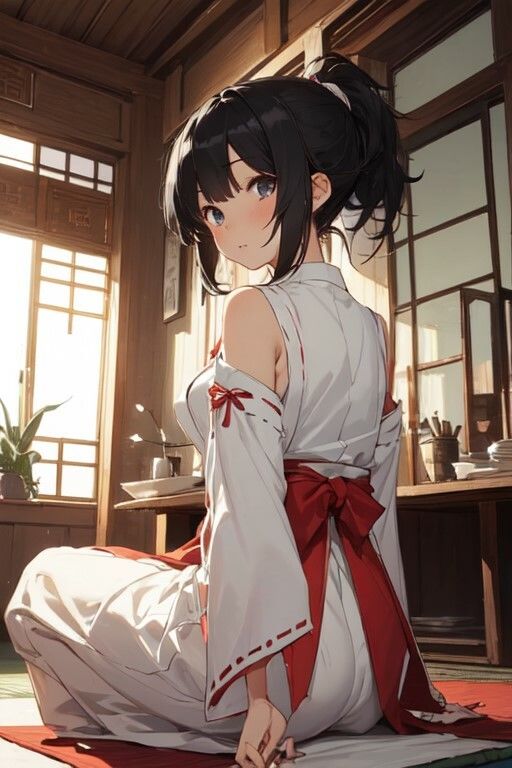 サンプル画像4:ポニテ巫女さんのえっちな画像(ニワトリドリーム) [d_377421]