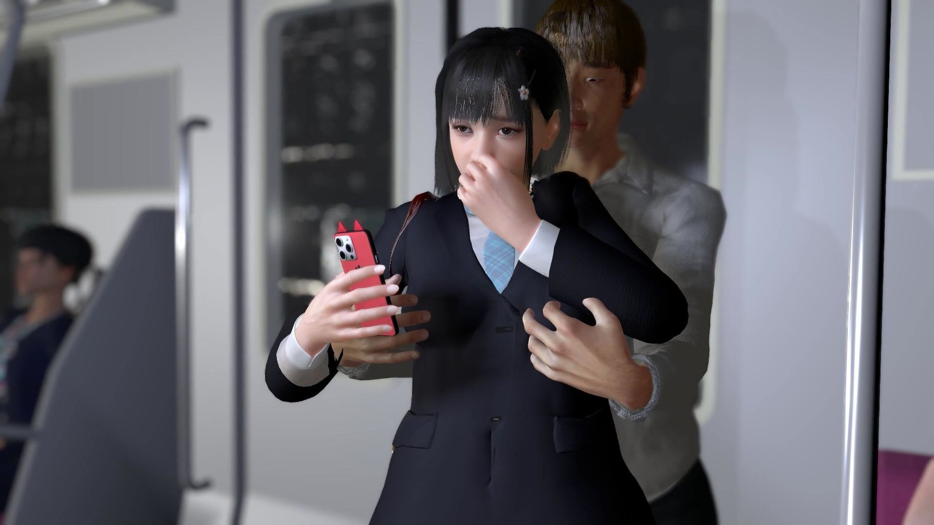 サンプル画像3:ブレザー娘が電車で平然と卑猥な行為をしてくるんだけど(NeKoLo Studio) [d_378253]