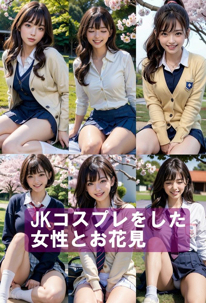 サンプル画像1:女子校生とパンチラ花見 – AIグラビア美女 -(AIpril Fool リアル系) [d_378376]