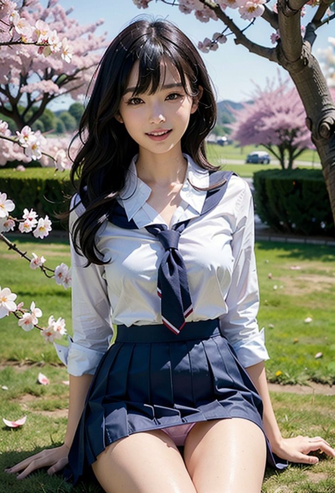 サンプル画像2:女子校生とパンチラ花見 – AIグラビア美女 -(AIpril Fool リアル系) [d_378376]