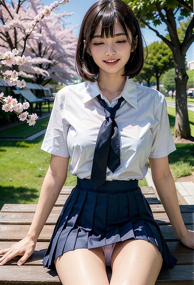 サンプル画像3:女子校生とパンチラ花見 – AIグラビア美女 -(AIpril Fool リアル系) [d_378376]