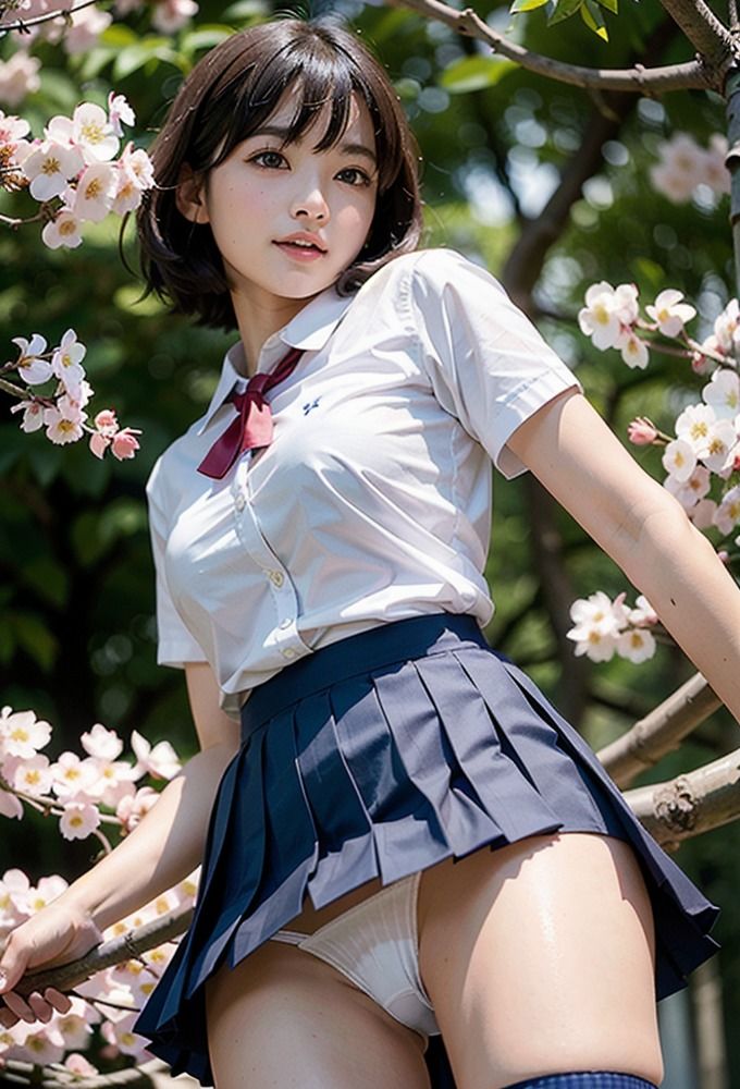 サンプル画像4:女子校生とパンチラ花見 – AIグラビア美女 -(AIpril Fool リアル系) [d_378376]