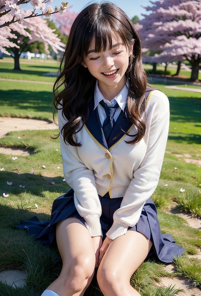 サンプル画像6:女子校生とパンチラ花見 – AIグラビア美女 -(AIpril Fool リアル系) [d_378376]