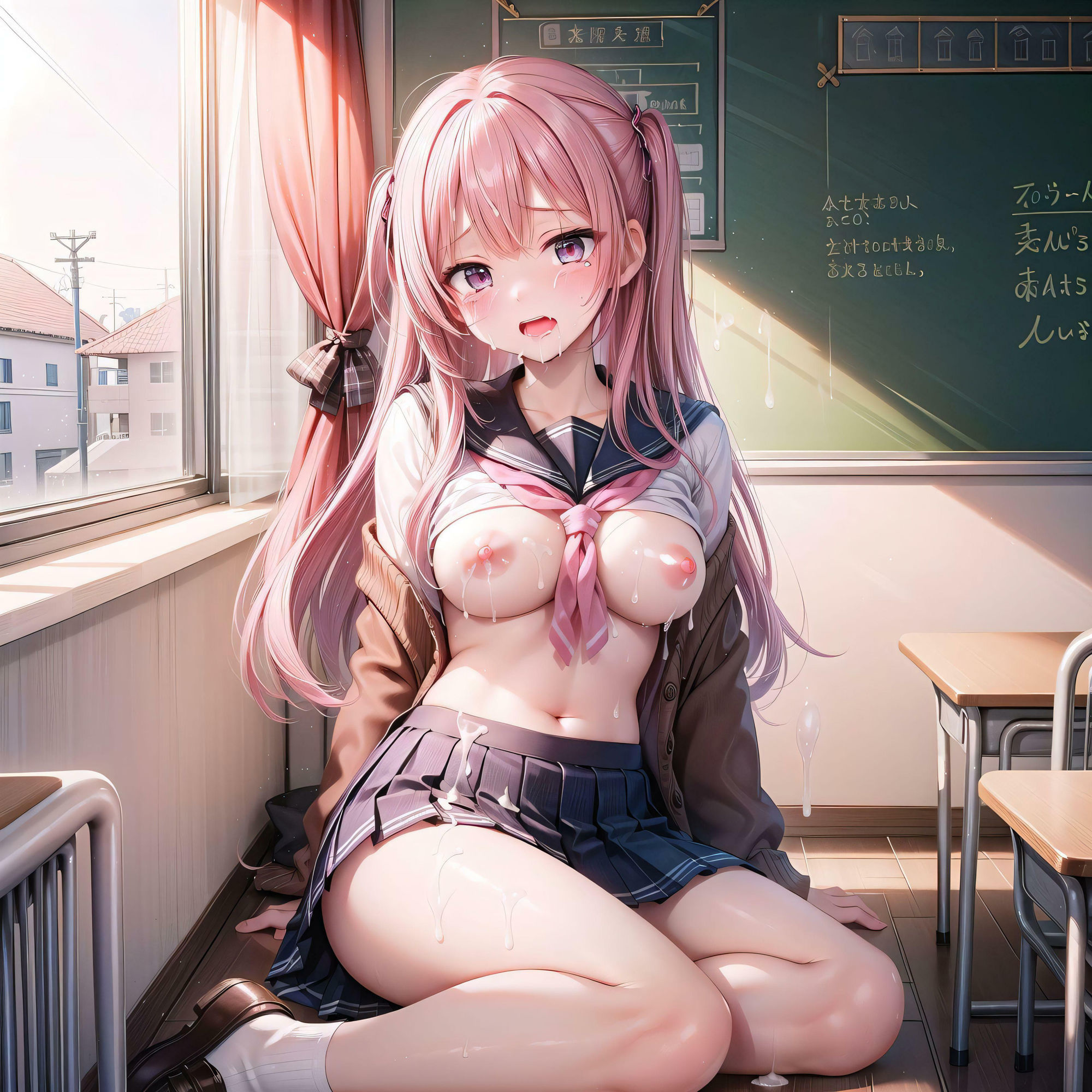 サンプル画像1:巨乳肉便器のいるクラス 〜クラスメイト全員に中出しされた美少女の悲痛な快楽〜(官能ラビリンス) [d_378734]