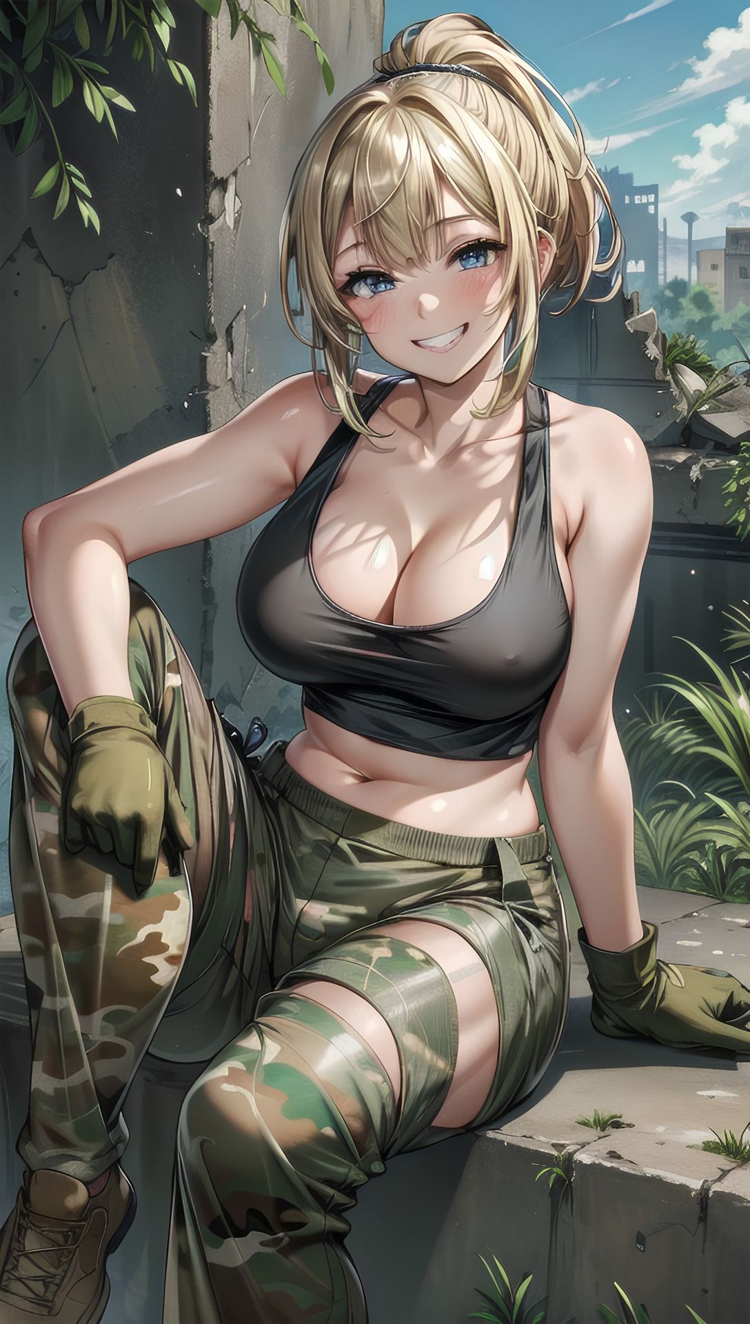 サンプル画像1:金髪巨乳の軍事体験(べりーパイ) [d_378753]