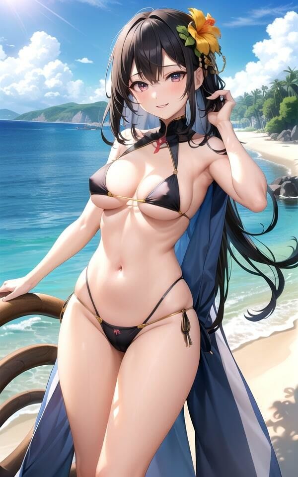 サンプル画像1:ビーチでナンパ(AImaid) [d_378923]