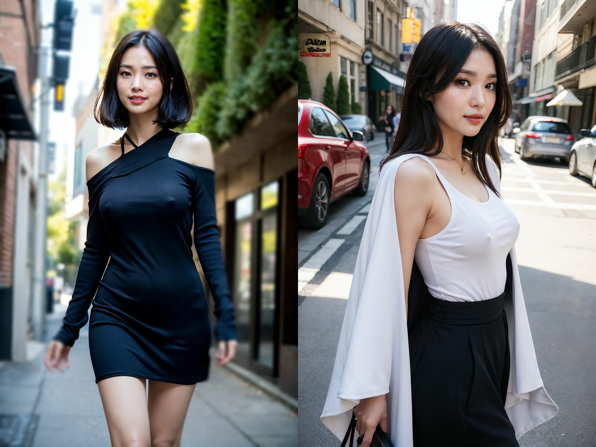 サンプル画像2:ノーブラ散歩(AI美女シークレット) [d_378957]