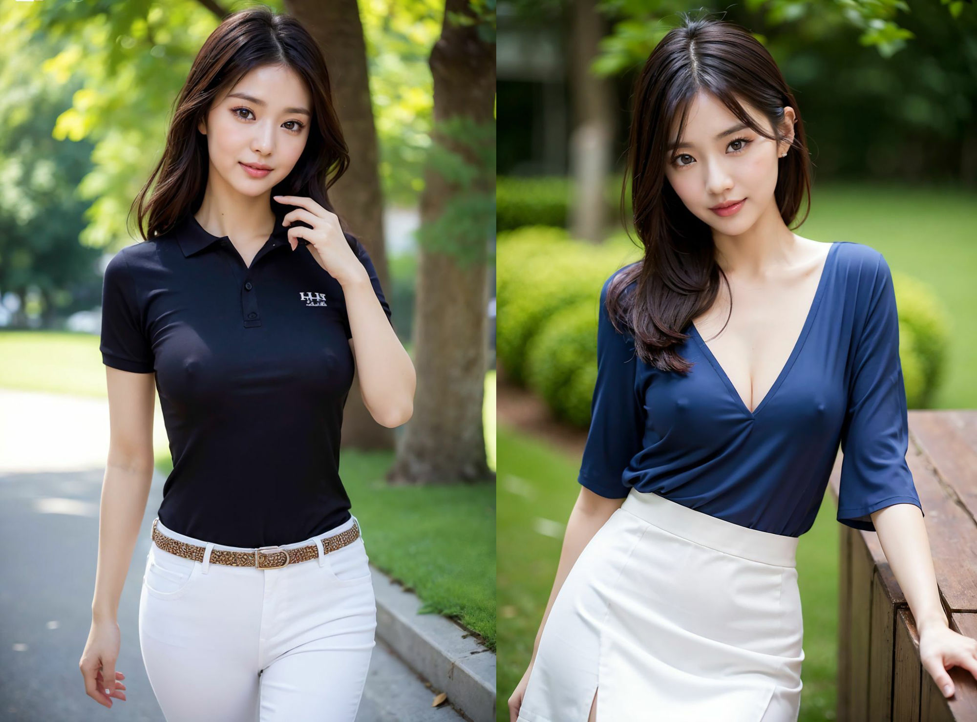 サンプル画像3:ノーブラ散歩(AI美女シークレット) [d_378957]