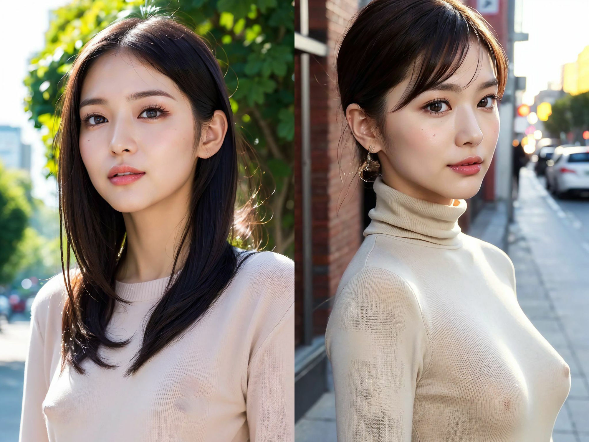 サンプル画像4:ノーブラ散歩(AI美女シークレット) [d_378957]