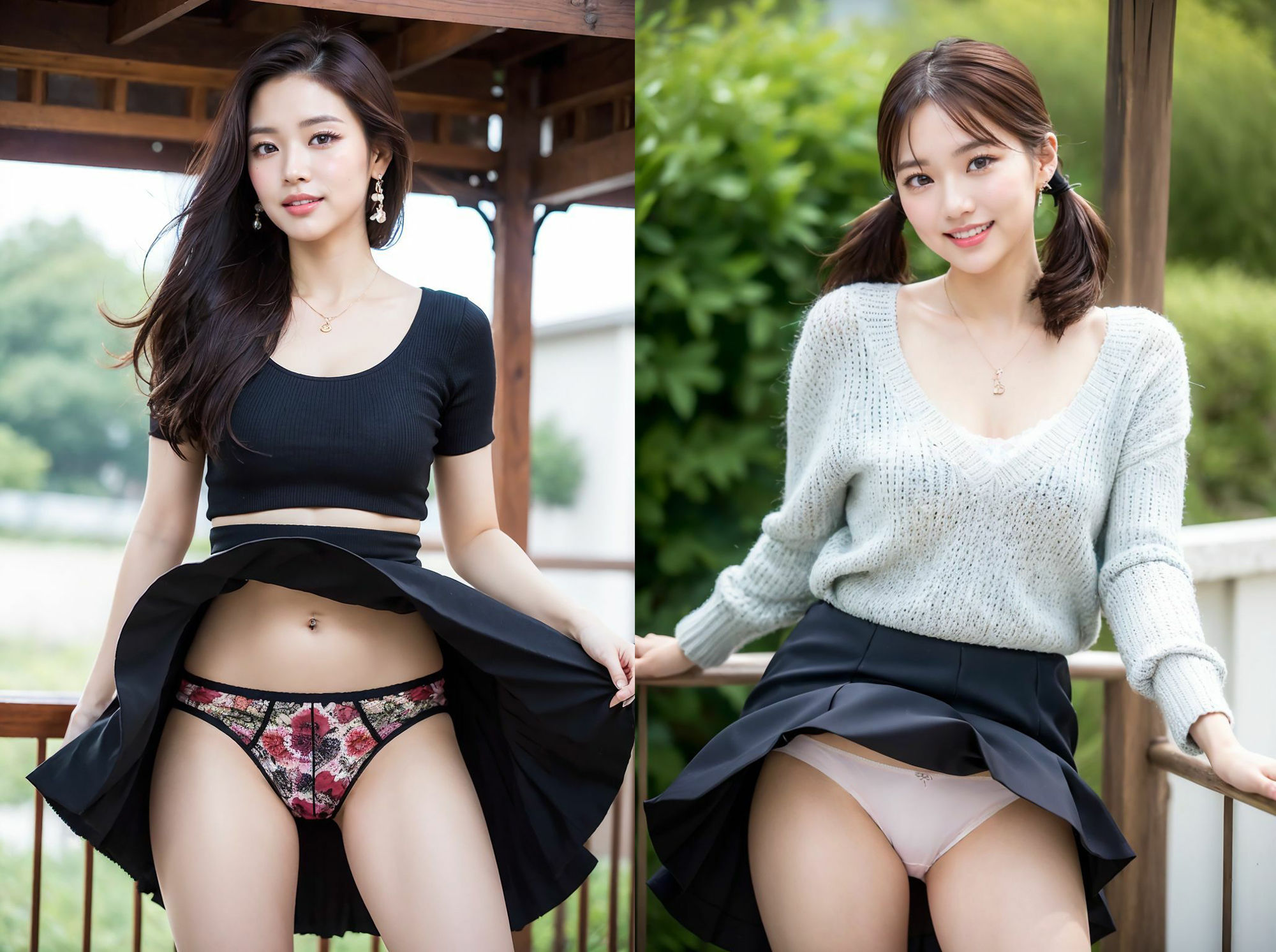 サンプル画像3:美女のスカートめくってみた(AI美女シークレット) [d_378971]