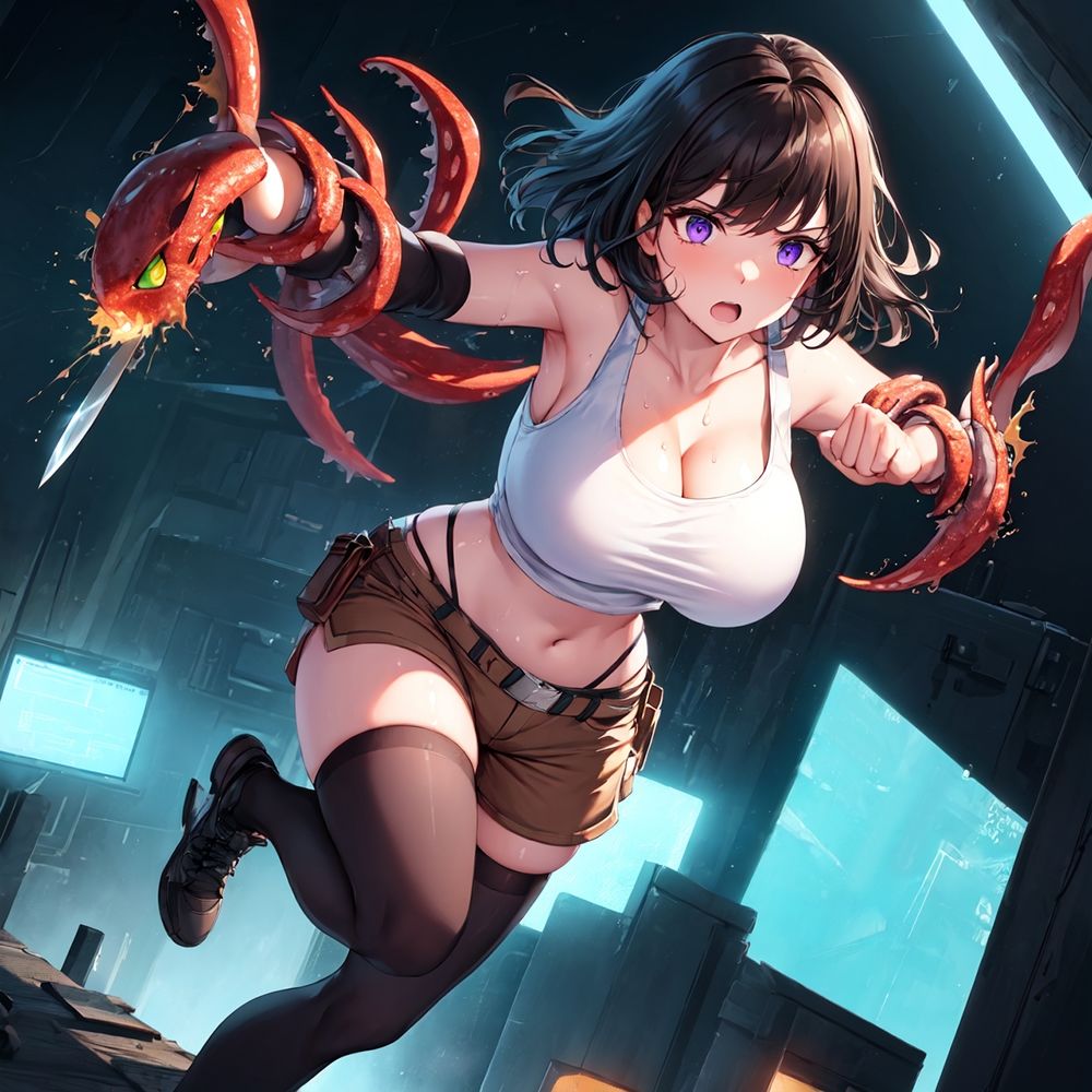 サンプル画像2:巨乳少女は触手に勝てない［AIイラスト集］Vol.03(巨乳少女は触手に勝てない) [d_378994]